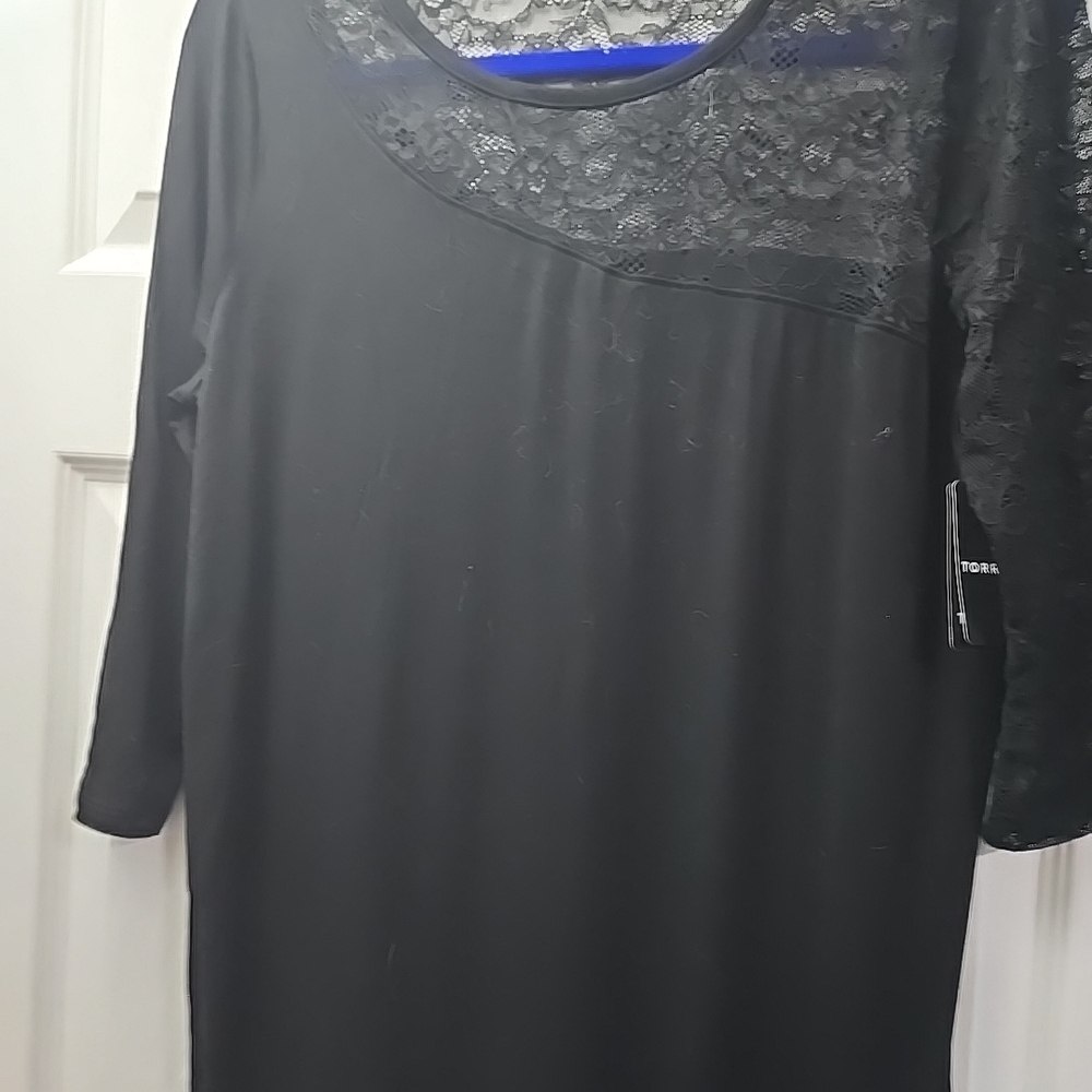 NWT Torrid So Soft Black Top With Lace Bodice